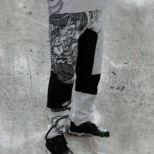 ONIT MTB pants with black dragon graphic panel