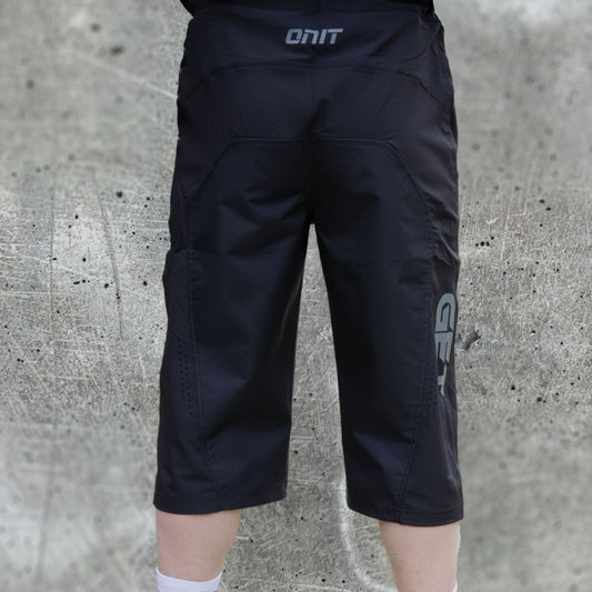ONIT Black 3/4 length MTB shorts, back view