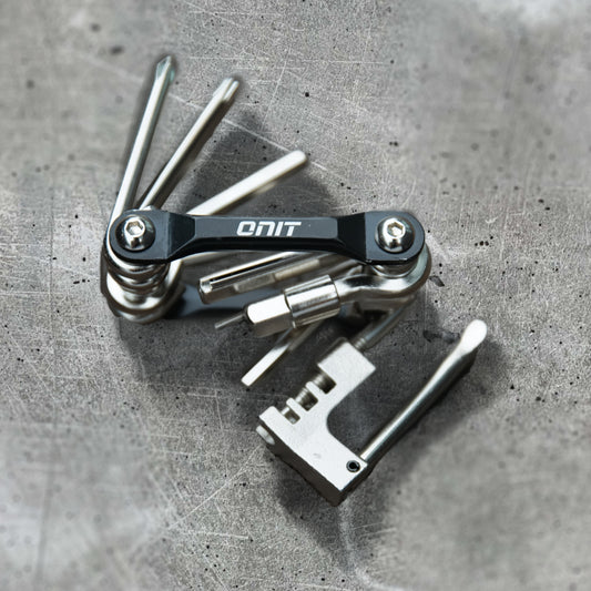 ONIT Black MTB trail tool with folding hardened steel bits