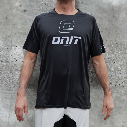 ONIT Black MTB jersey with ONIT logo, short sleeve front view