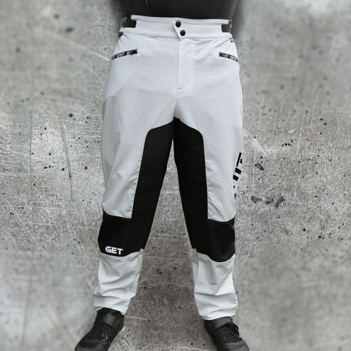 ONIT White and Black MTB pants, front view