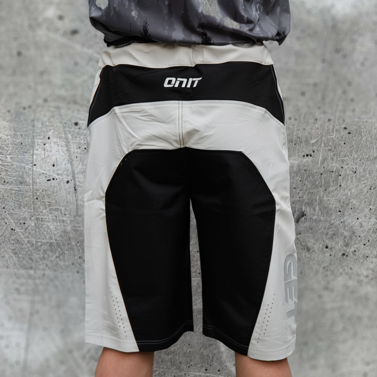 ONIT White and Black MTB shorts, backview